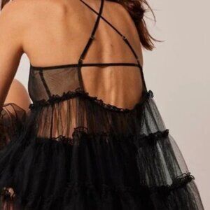 Free People Black Sheer Tunic Top